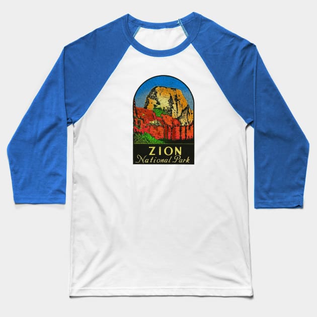 Zion National Park Baseball T-Shirt by Midcenturydave